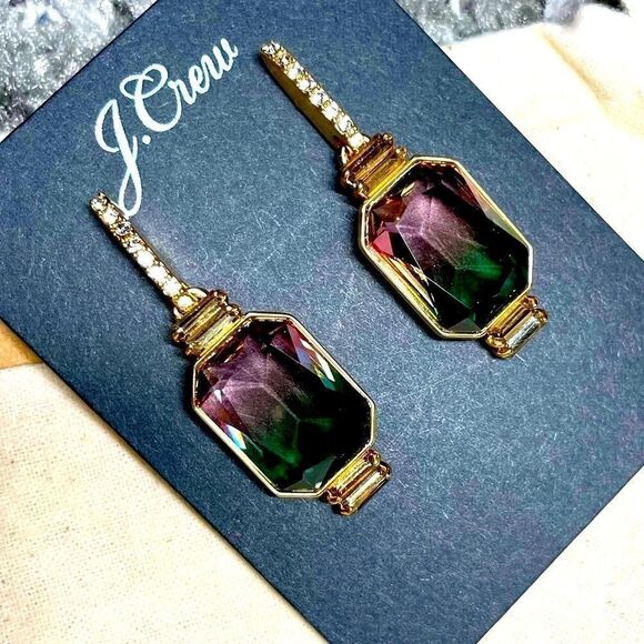 NWT J.Crew Multi-Pink Ombré Stone Drop Earrings - Picture 3 of 7